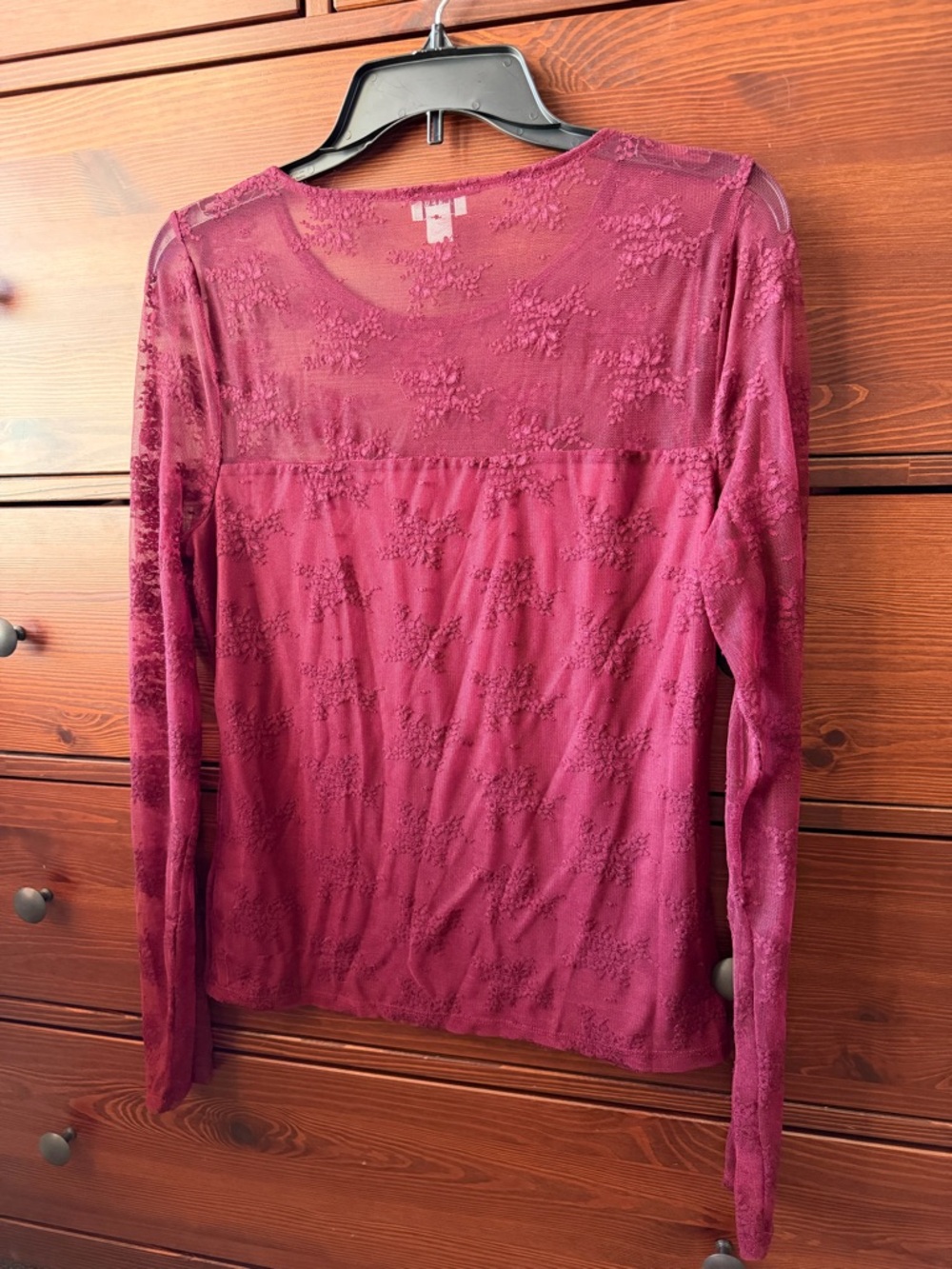 J. Crew Long-Sleeve Lace Lined Top in Vintage Burgundy - Picture 4 of 6